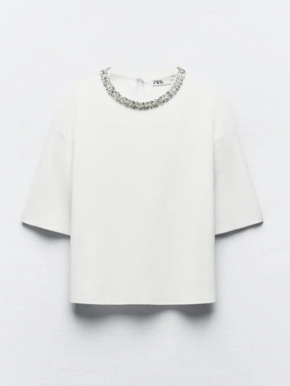 ZARA Small Euc Knitted Top With Rhinestone Collar - Picture 3 of 10
